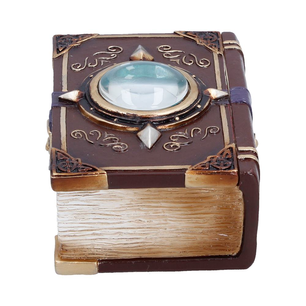 Hidden Hoard Book Trinket Box - another front view of the raised eye and ornate cover corners