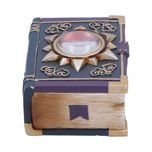 Watchers Wealth Fantasy Book Trinket Box - front with pale domed eye motif on book cover