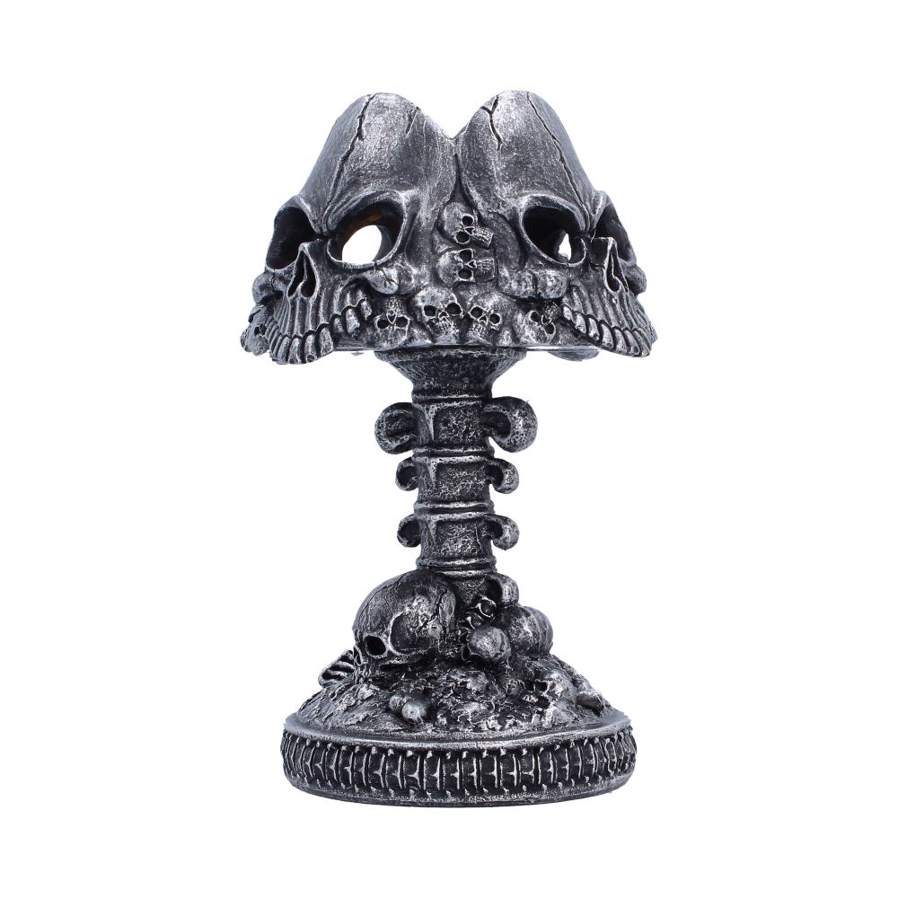 Last Light Black Skull Lamp - angled dark skulls above bone-covered base