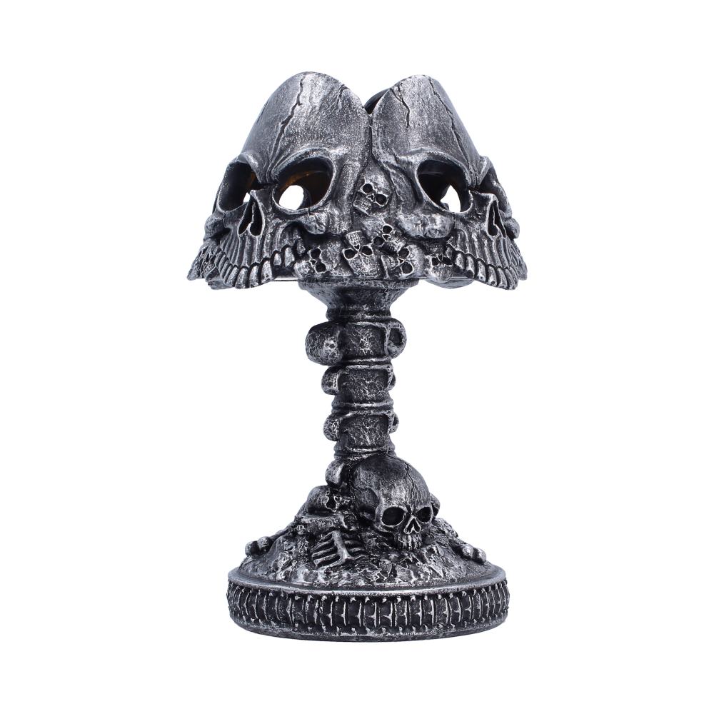 Last Light Black Skull Lamp - alternate angle of dark skeletal lamp