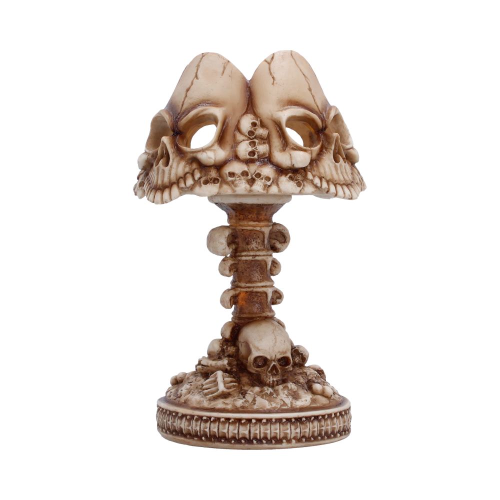 Last Light Bone Skull Lamp - alternate angle of pale skeletal lamp