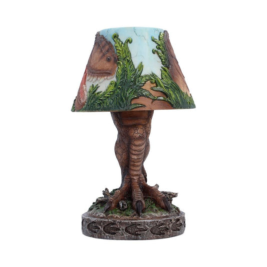 Tyrannosaurus Rex Dinosaur Lamp - front with roaring T rex artwork and leg-shaped base