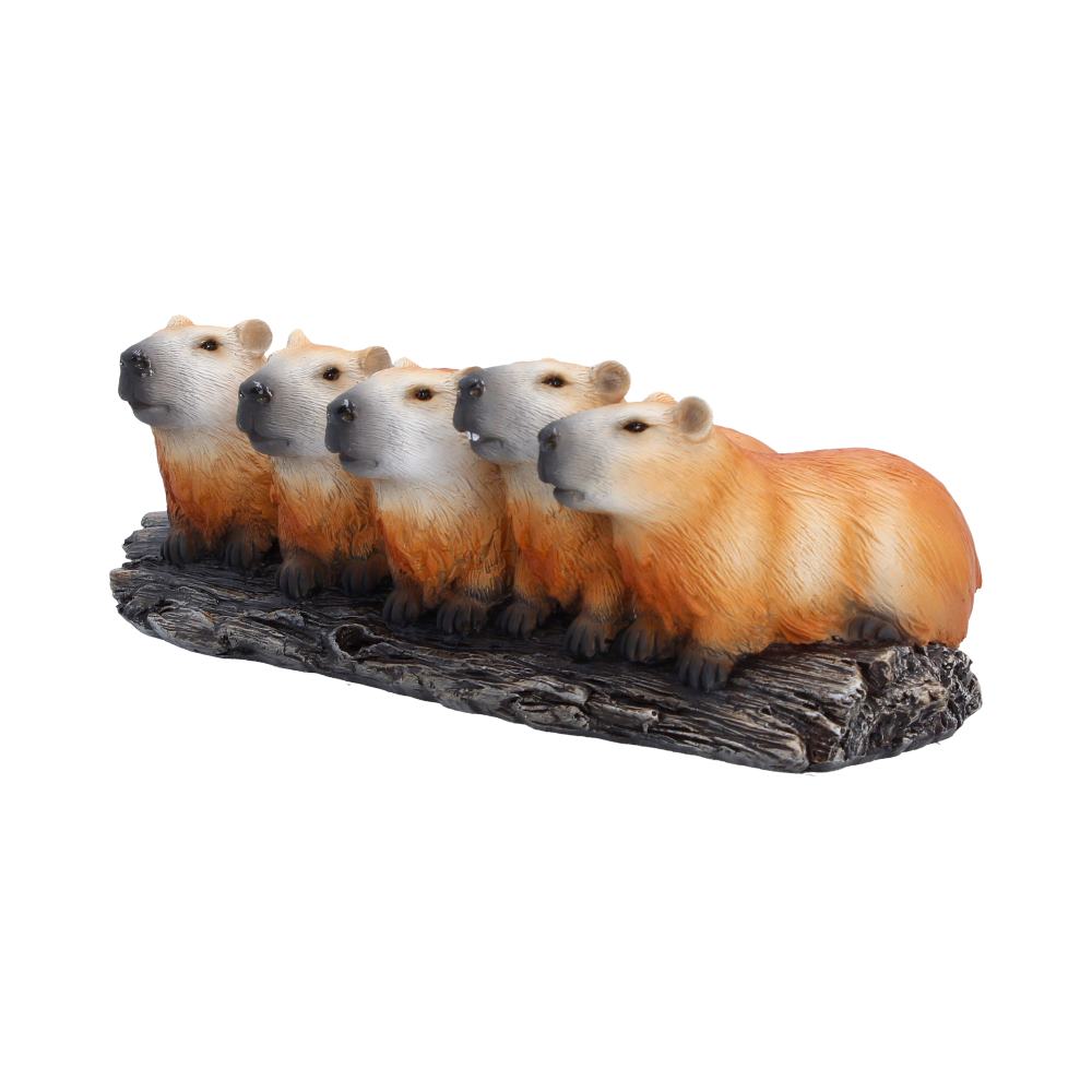 Capybara Herd Animal Figurine - angled group with pale faces and orange-brown bodies