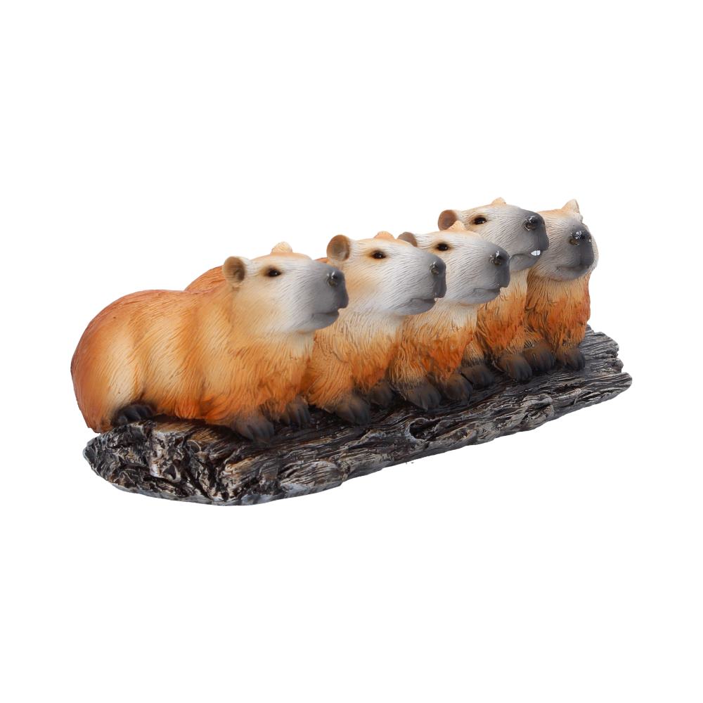 Capybara Herd Animal Figurine - side angle along the row of capybaras