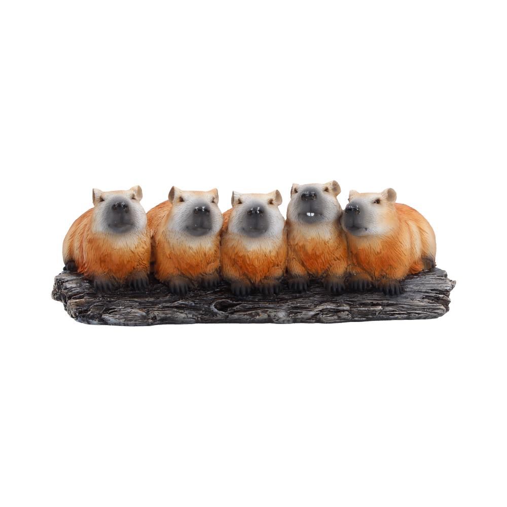Capybara Herd Animal Figurine - front showing five capybaras together on branch