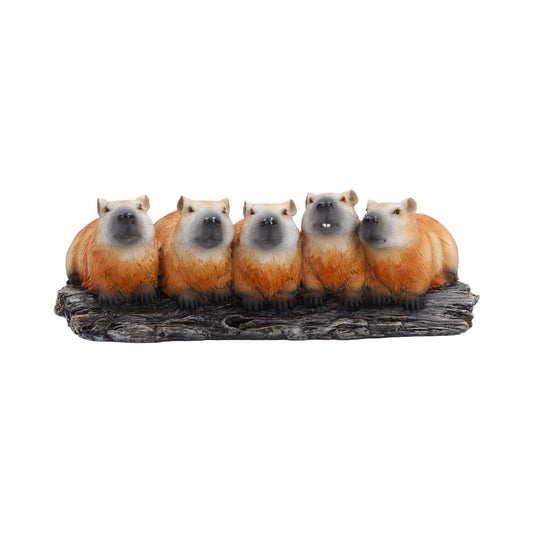 Capybara Herd Animal Figurine - front showing five capybaras together on branch