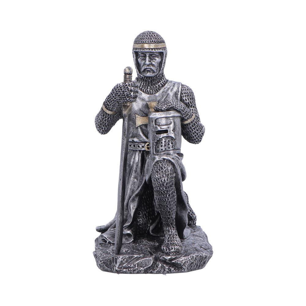 The Pledge Kneeling Medieval Knight Figurine - front with kneeling knight and grounded sword