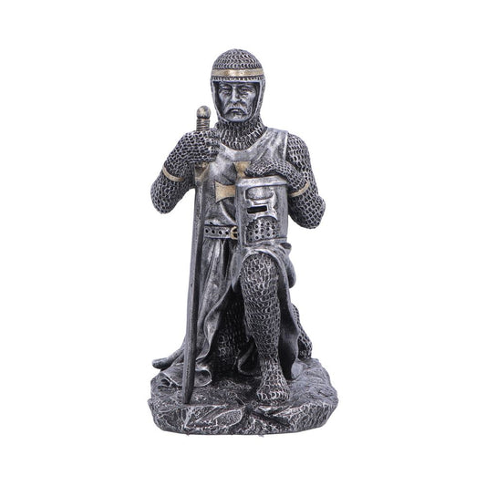 The Pledge Kneeling Medieval Knight Figurine - front with kneeling knight and grounded sword