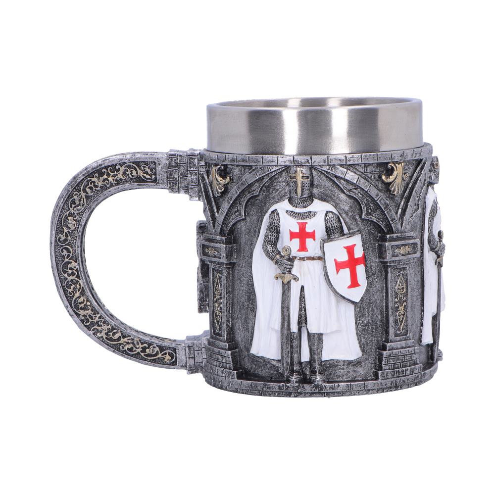White Knight Tankard Small - side showing decorated handle and red-cross shields