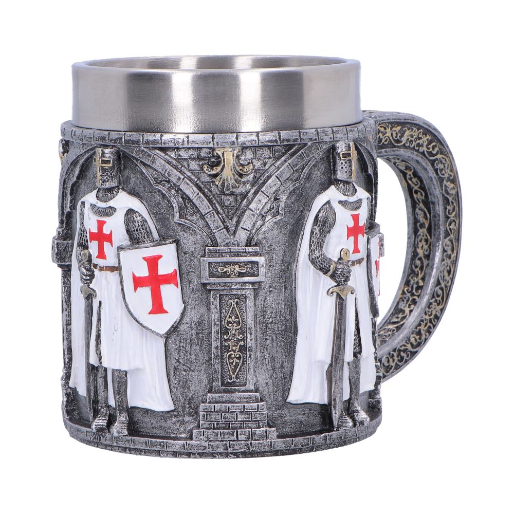 White Knight Tankard Small - alternate angle of white knights and bright inner rim