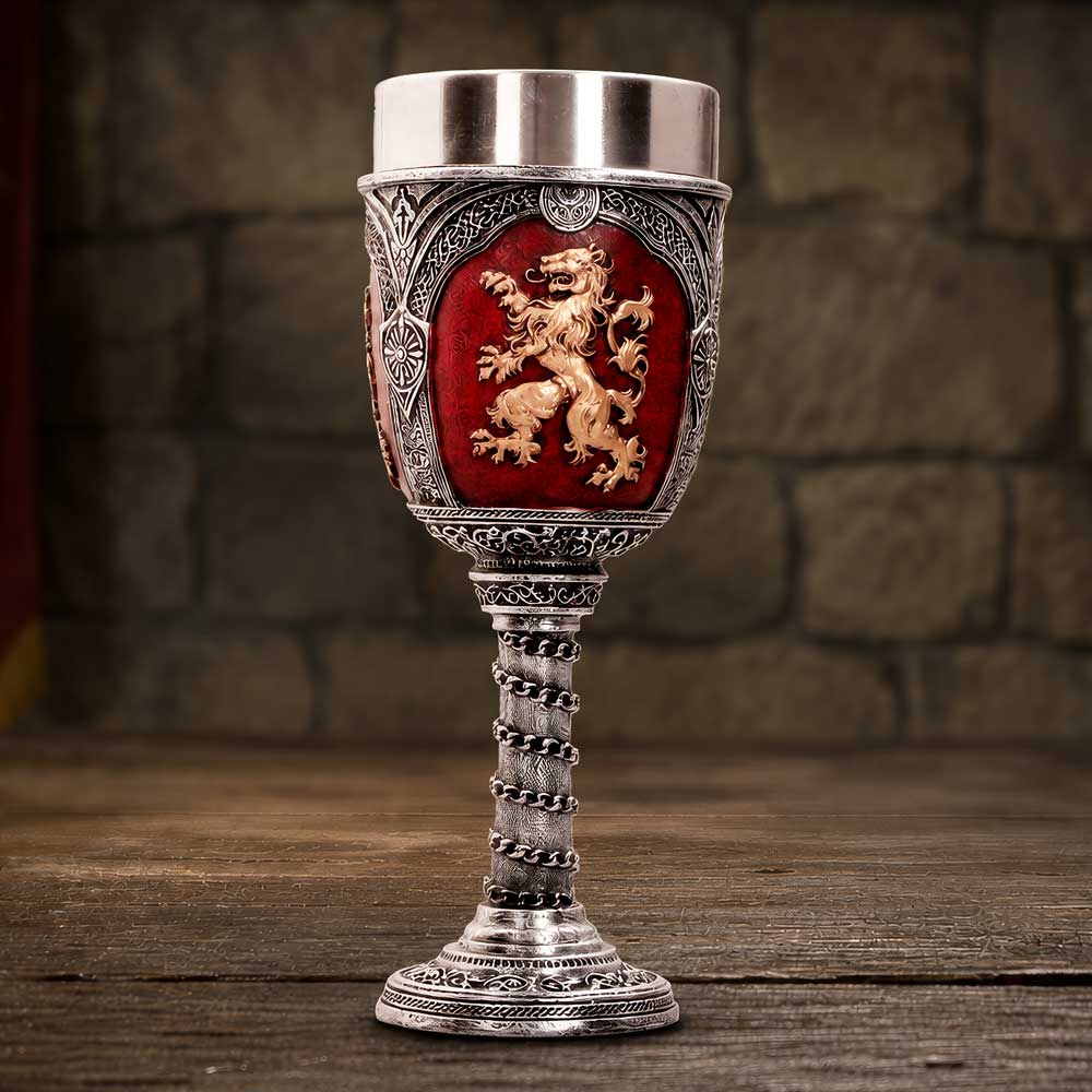 Heraldic Lion Decorative Goblet - heraldic lion goblet in a medieval-inspired display