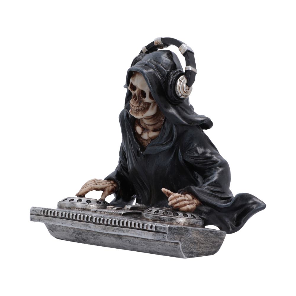Final Drop DJ Reaper Ornament - angled reaper with a hand poised above the record