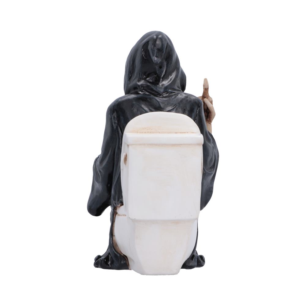 Final Flush Reaper Ornament - rear toilet cistern and gathered black robe