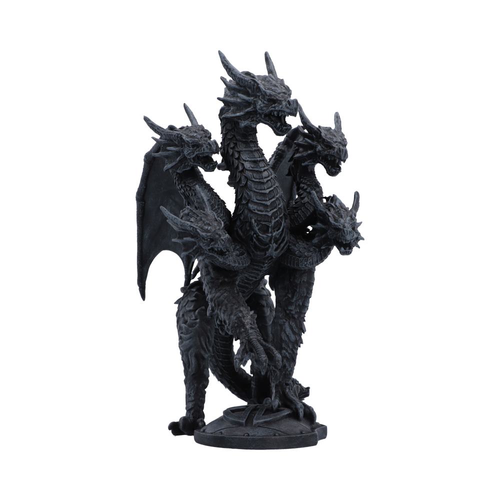 Shadow Hydra Small Dragon Ornament - five-headed black dragon with spread wings