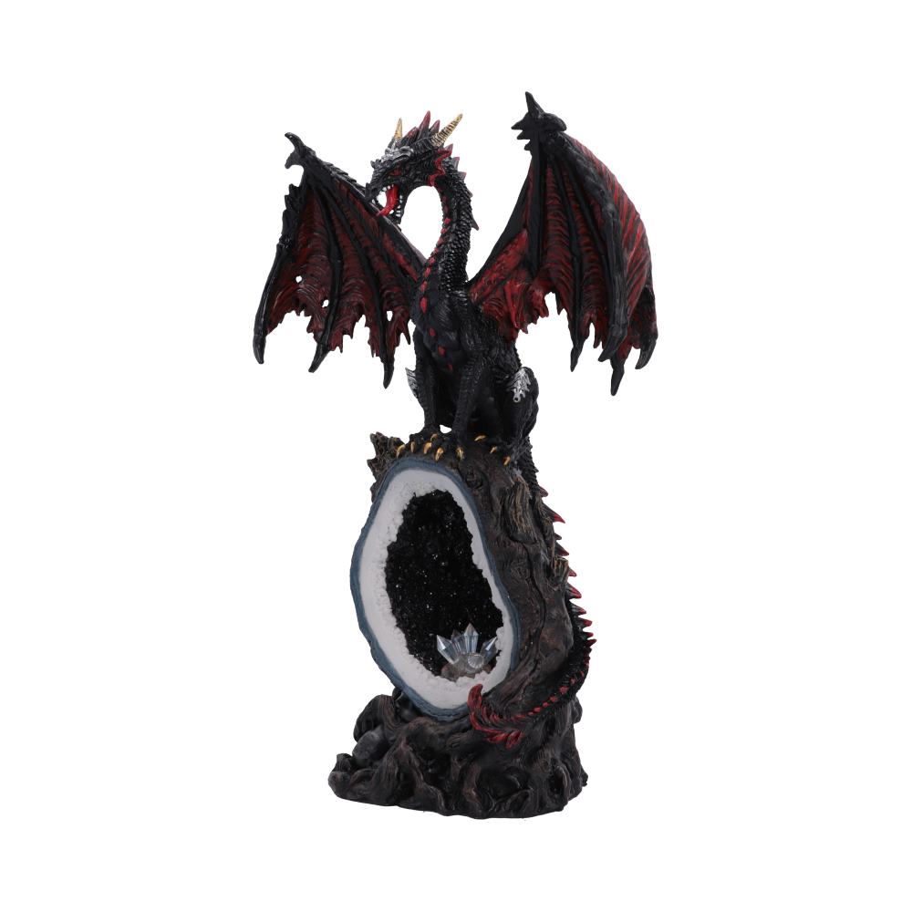 Shadow Crystal Guardian Light-Up Dragon Ornament - angled winged dragon and crystal-like detail in the base
