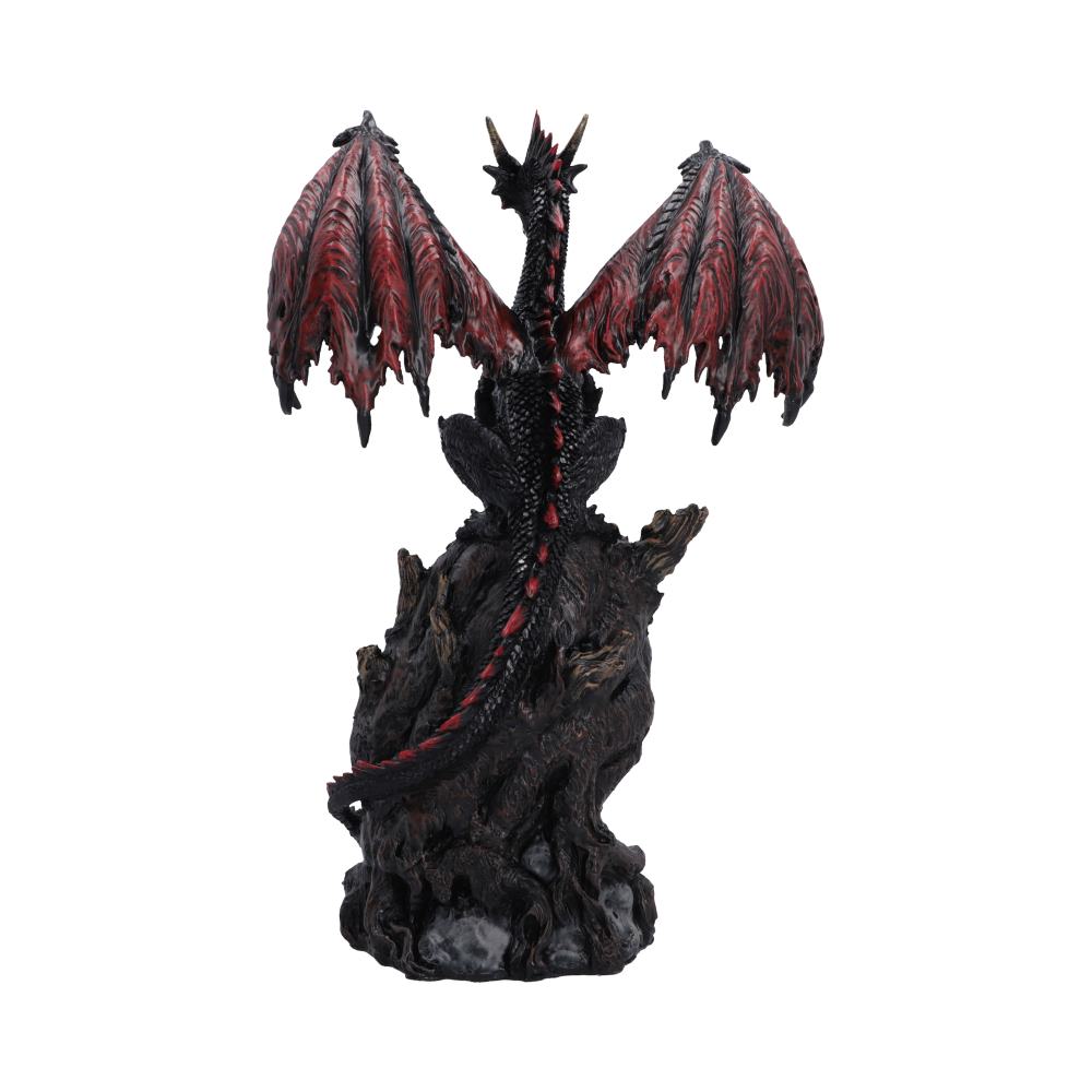 Shadow Crystal Guardian Light-Up Dragon Ornament - rear red wing membranes over the rock-effect surround