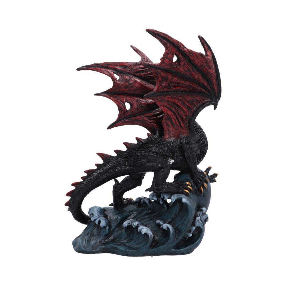 Shadow Tide Guardian Dragon Ornament - side wing membranes and tail above the water scene