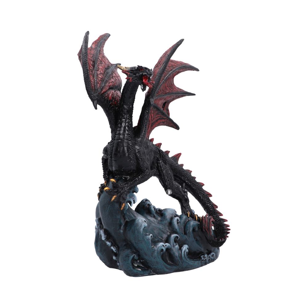 Shadow Tide Guardian Dragon Ornament - rear of the dark dragon and curved scaled tail