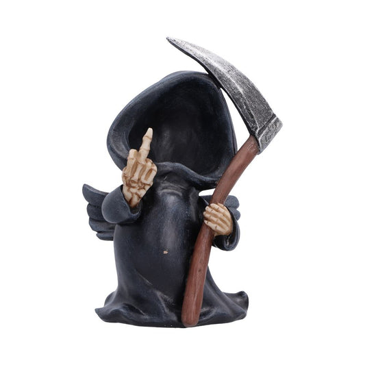 Rebel Reaper Ornament - small hooded reaper with a scythe and raised middle finger