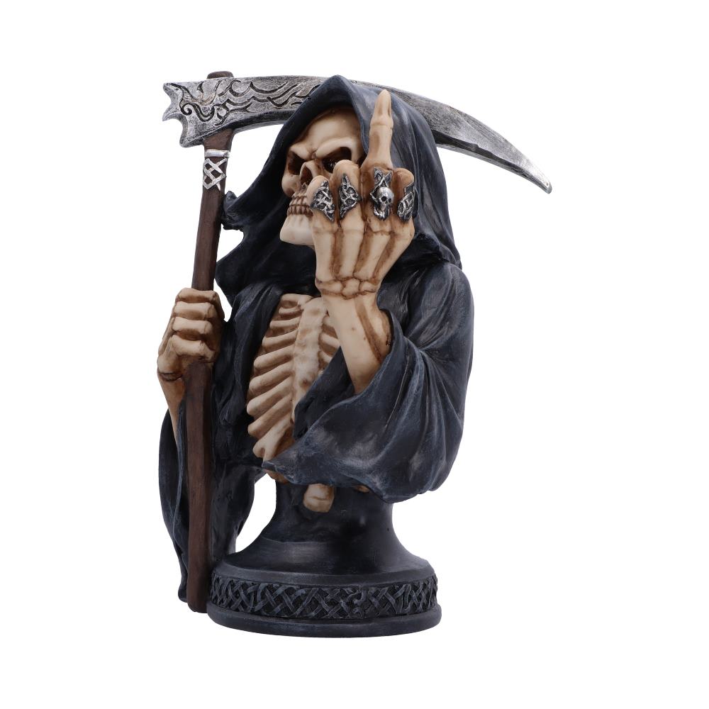 Dead Rude Reaper Bust - angled view of the silver-coloured rings and exposed ribs