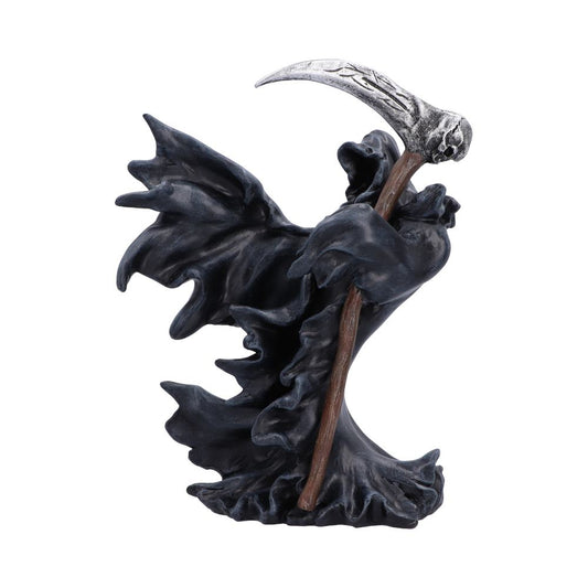 Shadow of Death Reaper Ornament - hooded reaper in a windswept cloak holding a curved scythe
