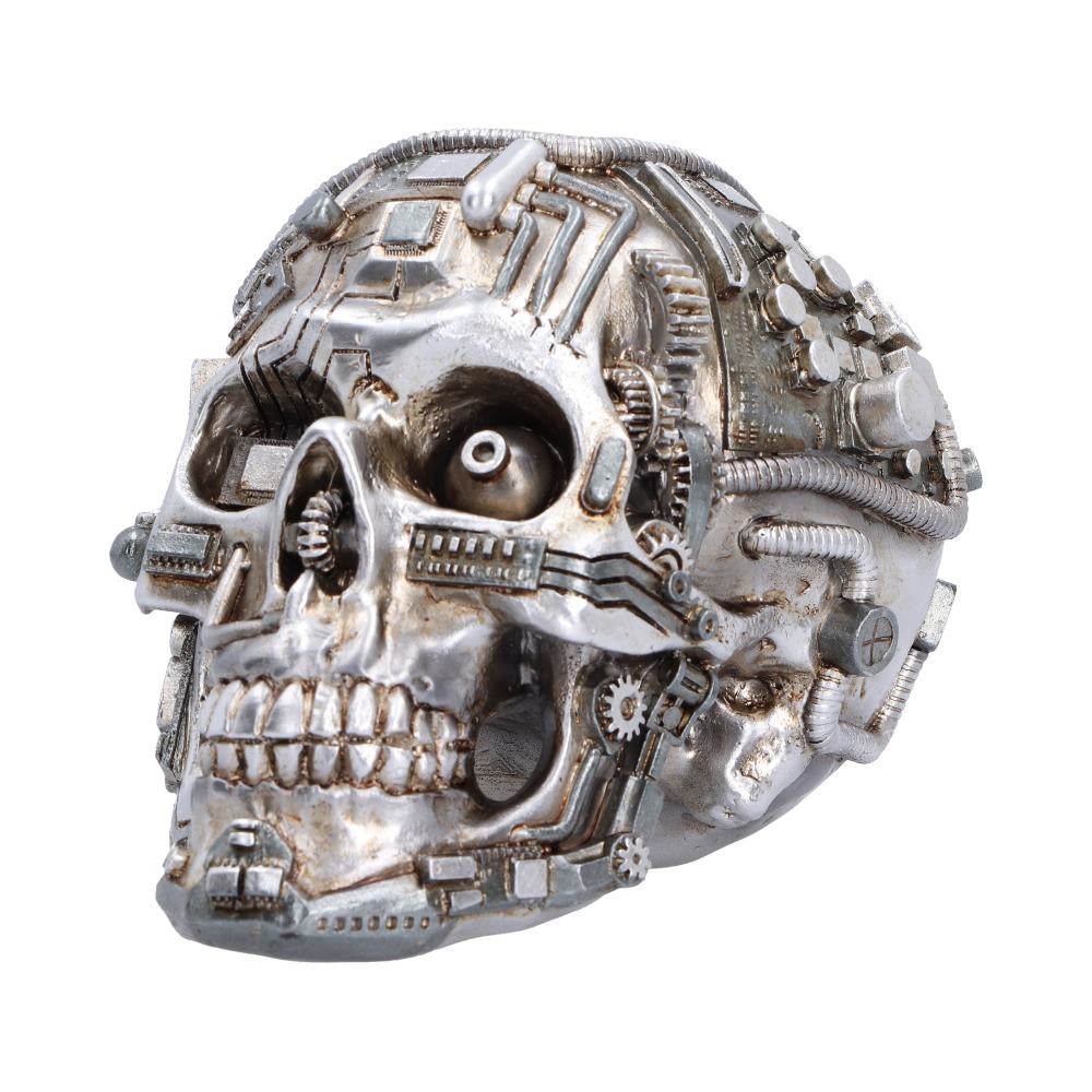 Technomortis Microchip Skull Ornament - opposite angle of the microchip shapes and hollow eye sockets