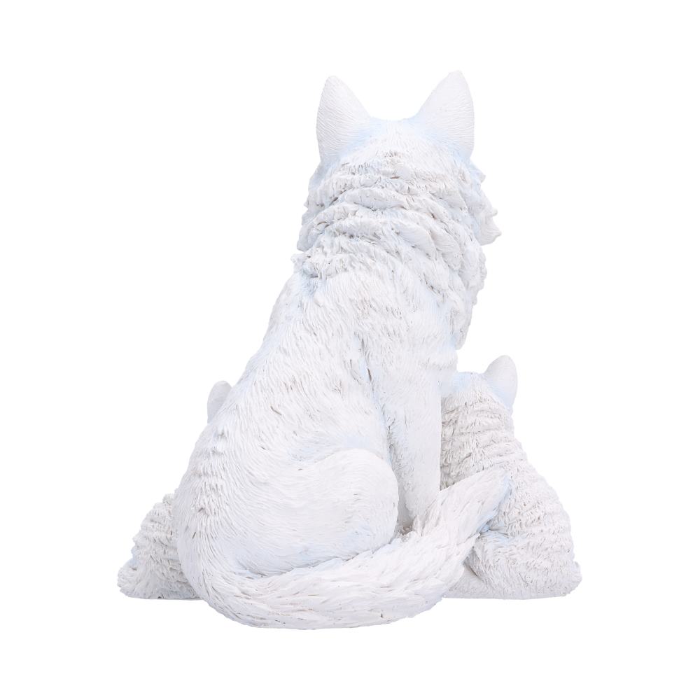 Arctic Bond Wolf Family Ornament - rear of the seated mother’s textured white coat