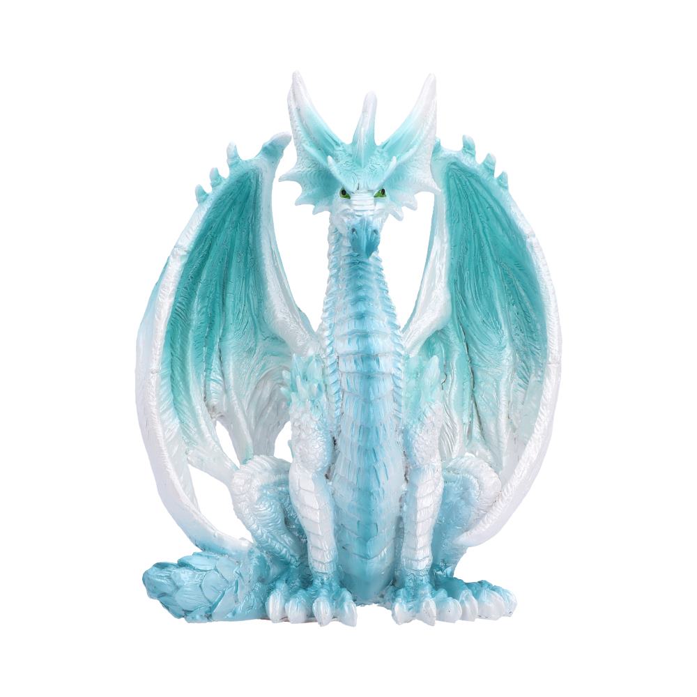 Blizzard Ice Dragon Ornament - seated ice dragon with its chest raised between tall wings