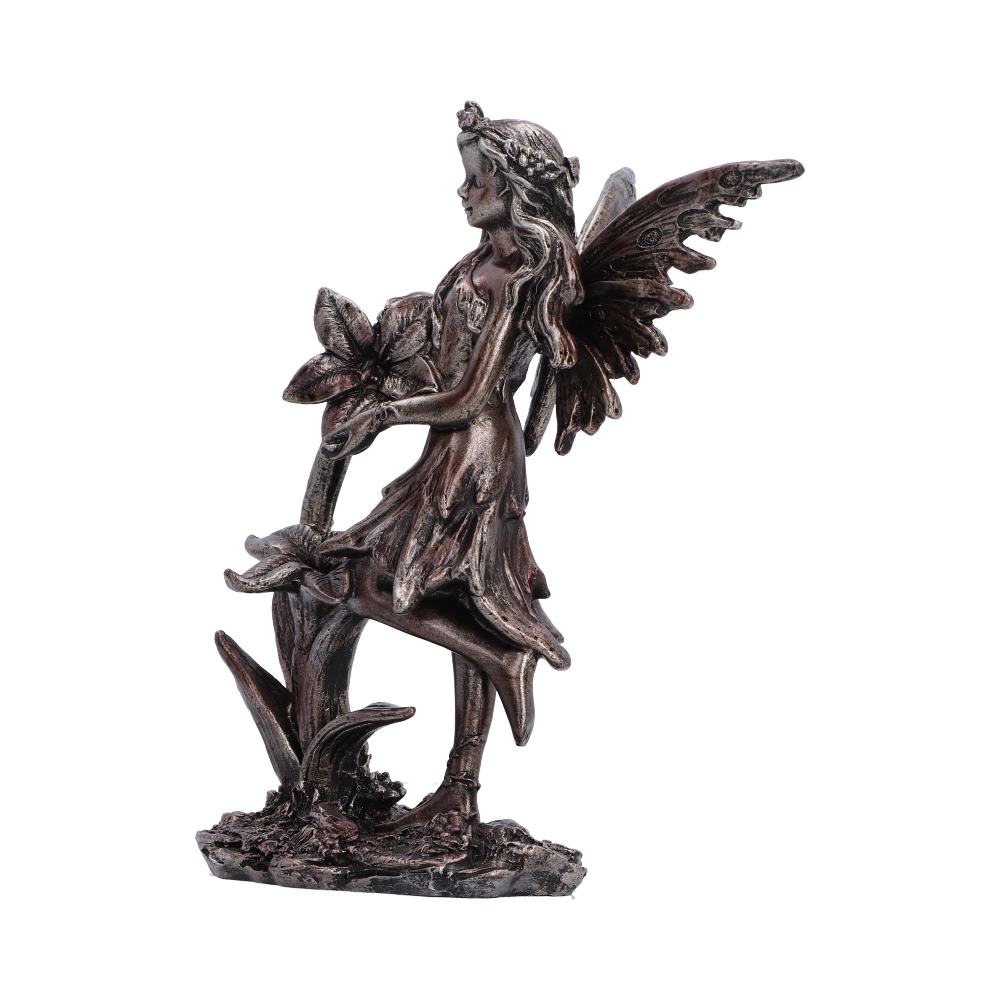 Enchanted Forest Bloom Fairy Ornament - angled wings, flowing hair and sculpted flower petals
