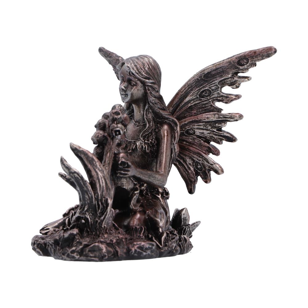 Enchanted Forest Blossom Fairy Figurine - side view of fairy and rounded flower heads