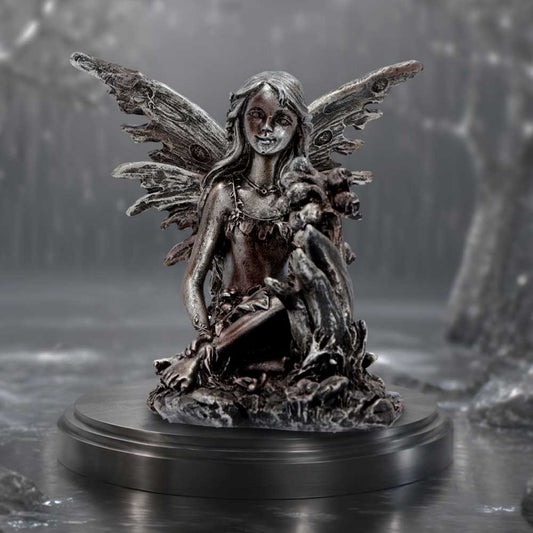 Enchanted Forest Blossom Fairy Figurine - fairy on a woodland display pedestal
