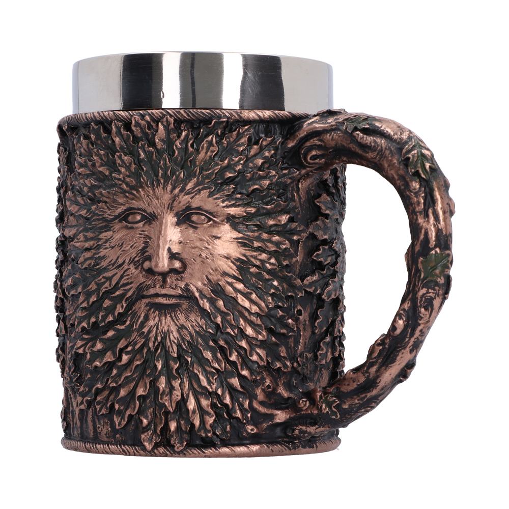 Oak Father Treeman Tankard - angled leafy beard beside the branch-like handle