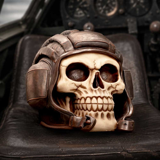 Chocks Away Tankman Skull Ornament - helmeted skull in a military-inspired tabletop scene