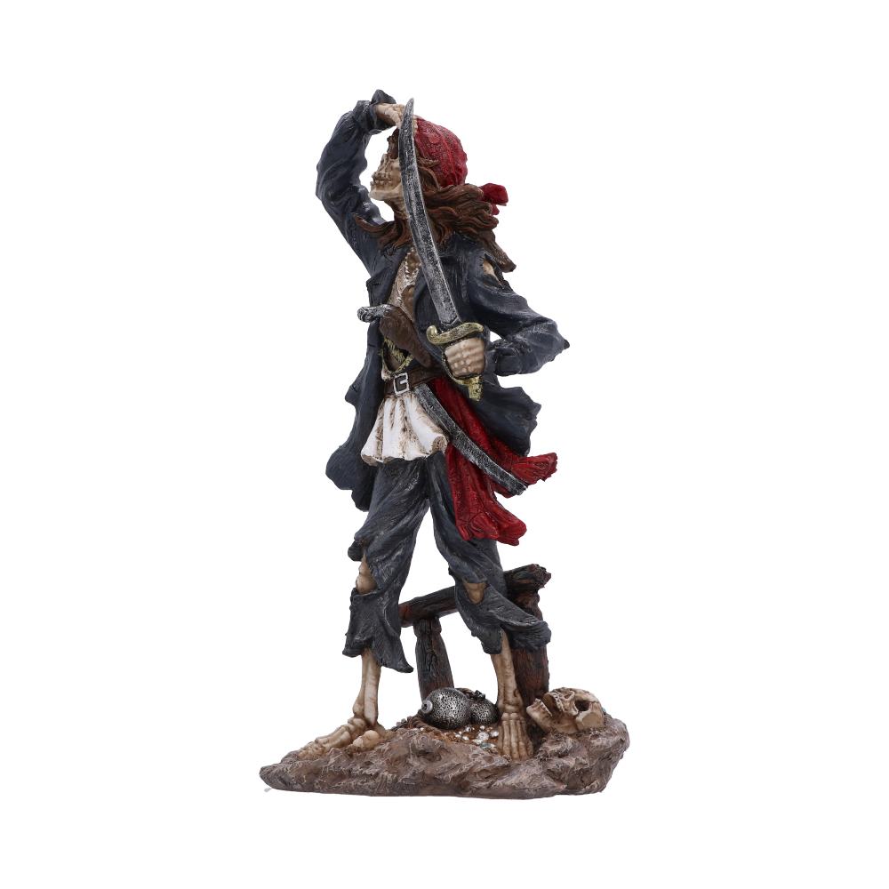 Forsaken Sailor Skeleton Pirate Figurine - angled figure showing exposed ribs and red sash
