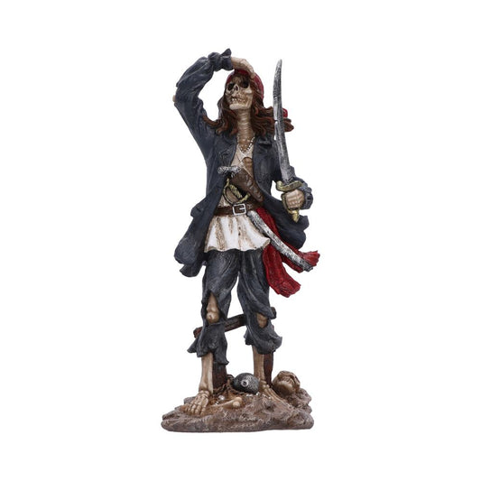 Forsaken Sailor Skeleton Pirate Figurine - skeletal sailor with a raised hand, red bandana and upright sword