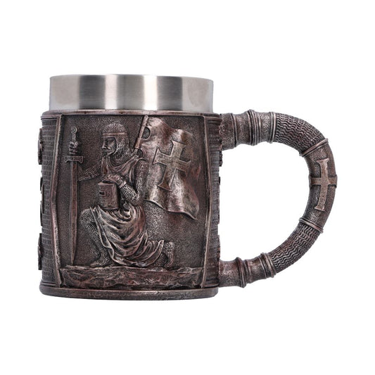 Sword Allegiance Knight Tankard - kneeling knight relief on a bronze-like tankard body
