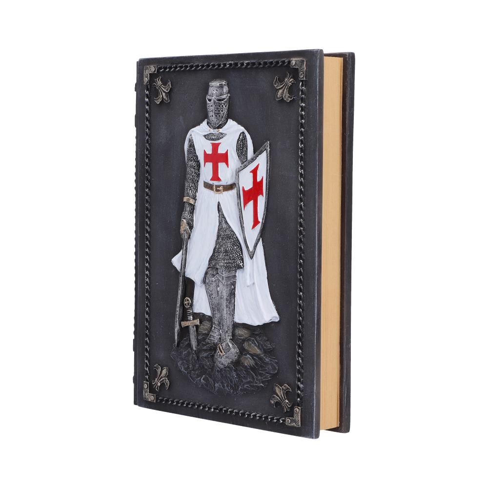 Templar’s Oath Medieval Journal - angled raised resin artwork and the notebook spine