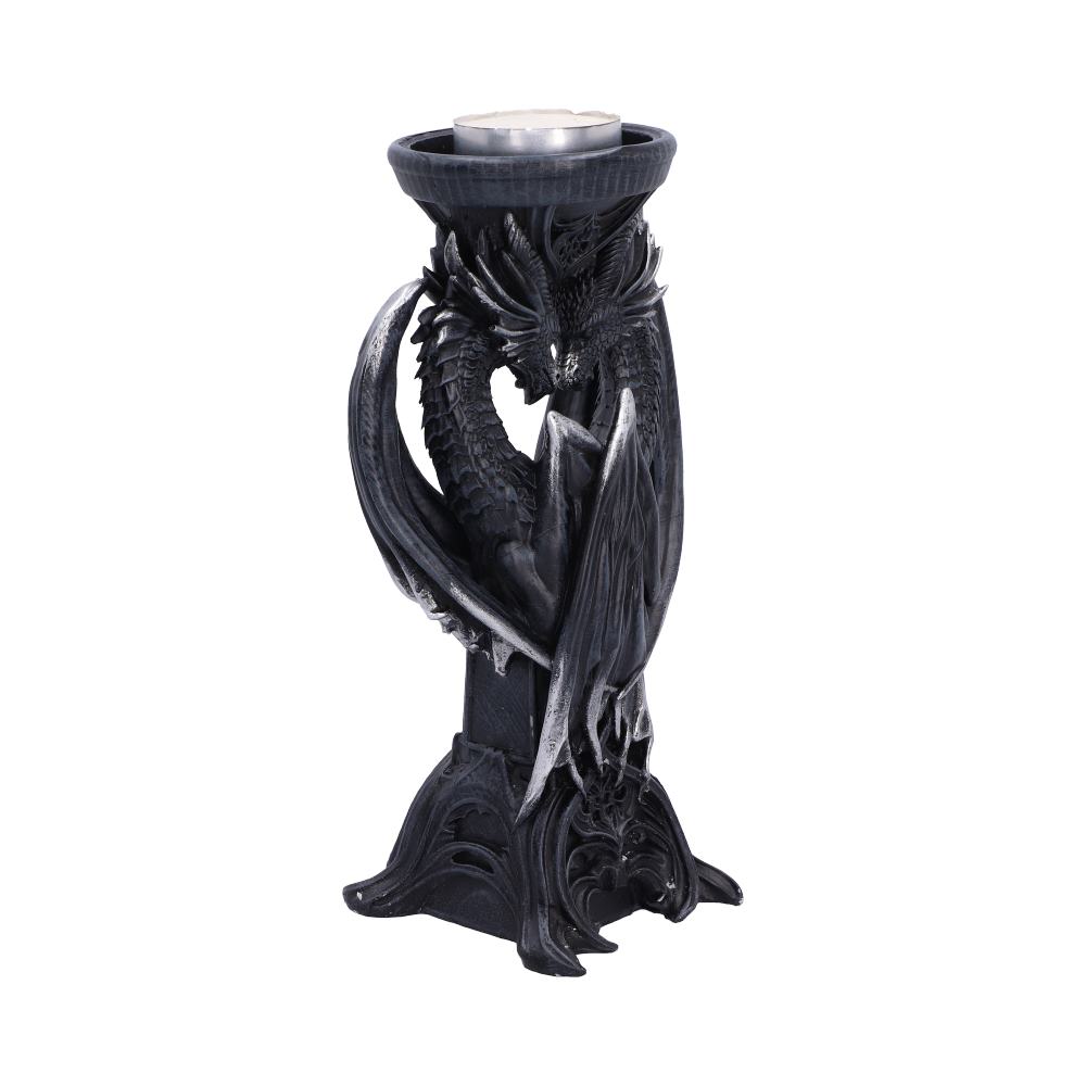 Dark Heart Dragon Candle Holder - opposite view of the matching dragon heads below the holder