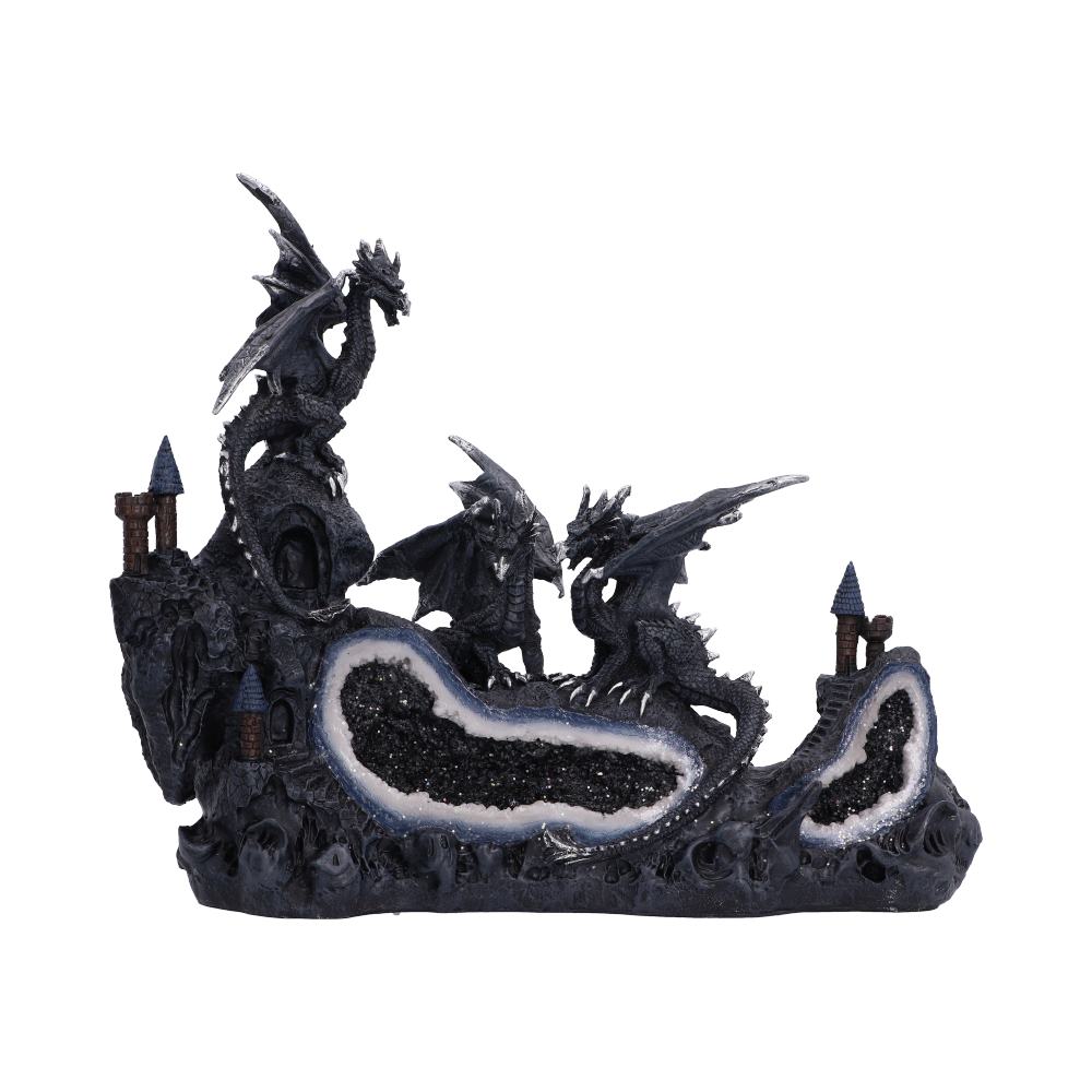 Midnight Geode Guardians Dragon Ornament - three black dragons above two pale-edged geode-effect openings