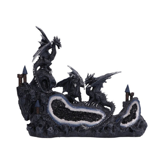 Midnight Geode Guardians Dragon Ornament - three black dragons above two pale-edged geode-effect openings