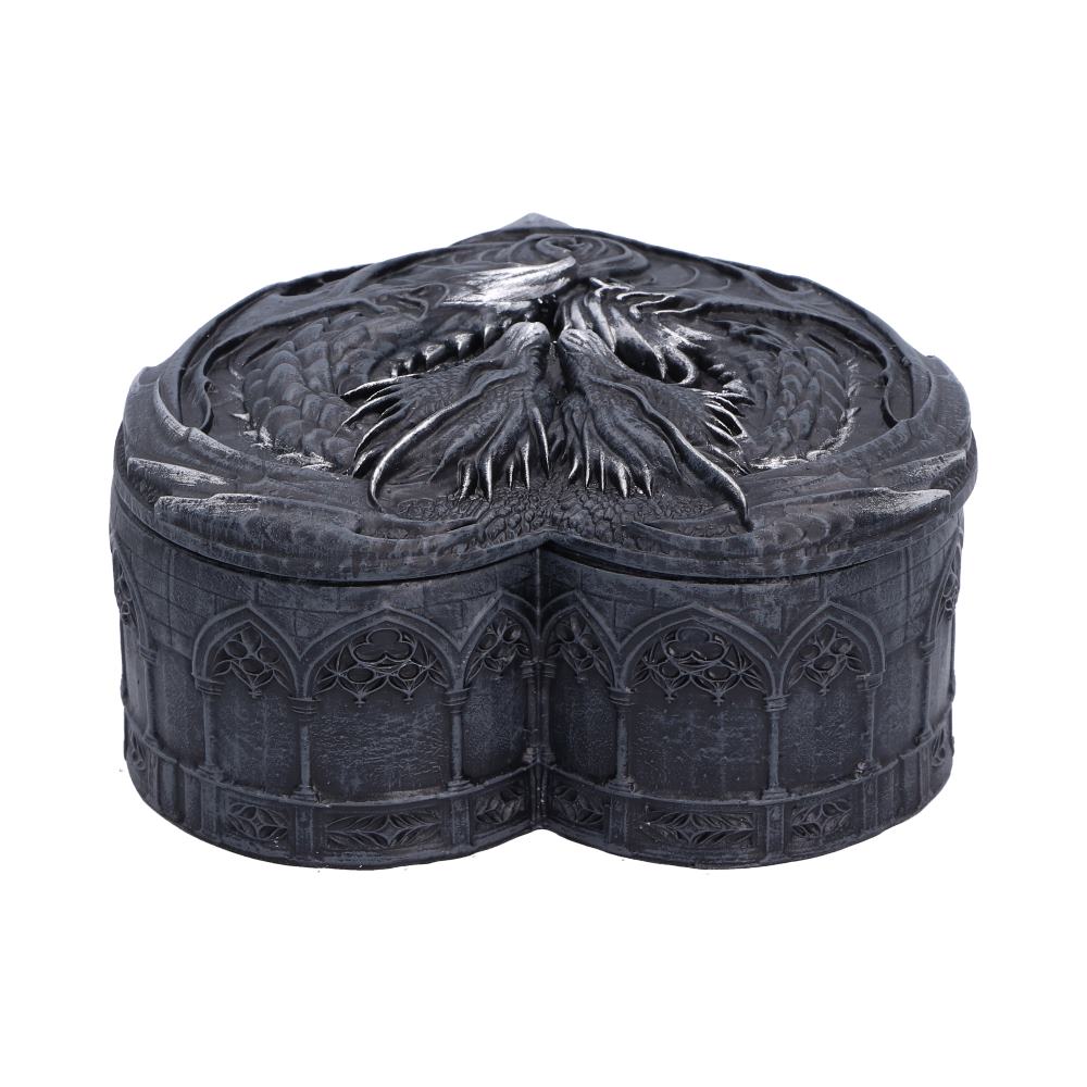 Dark Heart Dragon Trinket Box - opposite view of the heart outline and decorative side arches